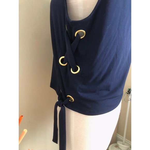 Michael Kors L Blue Grommet Short Top NWT - Picture 6 of 6